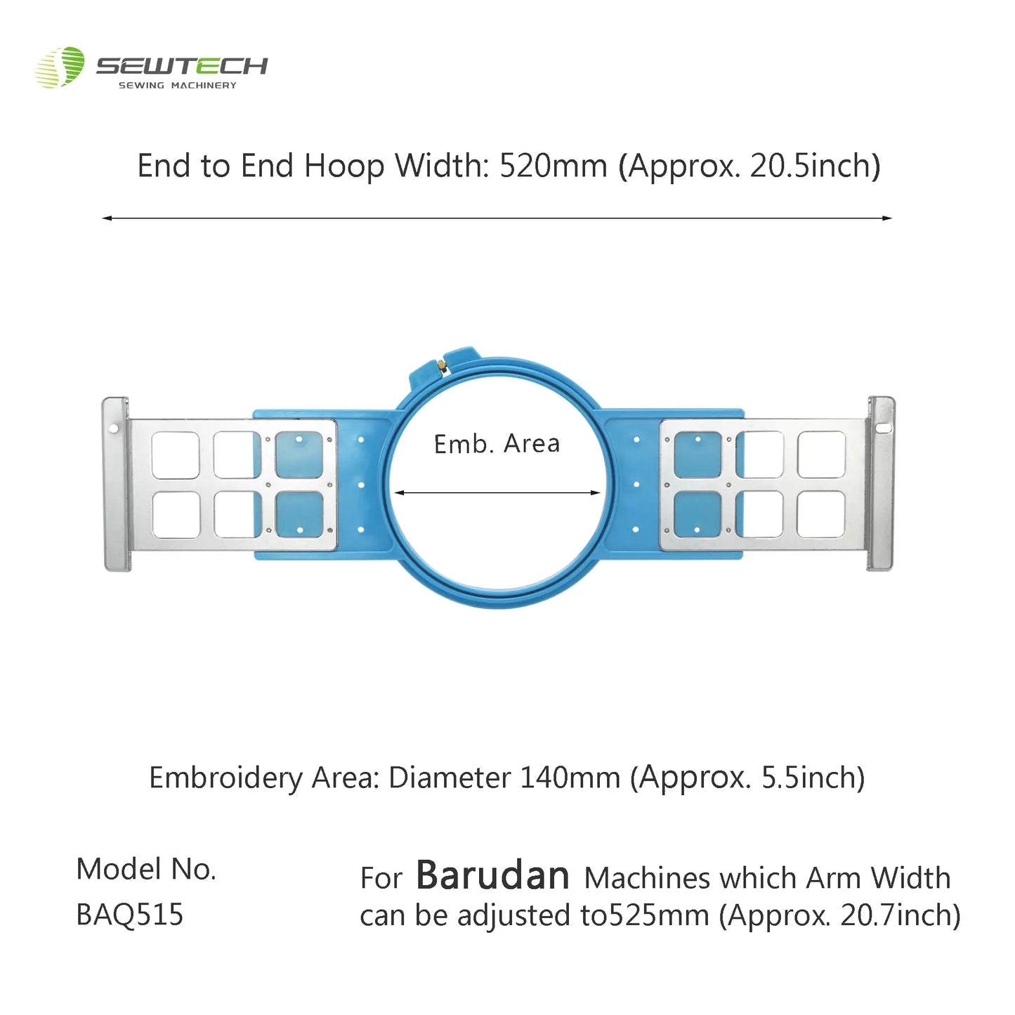 MaggieFrame Tubular Embroidery Hoop 150mm | 5.9" Round for Barudan QS