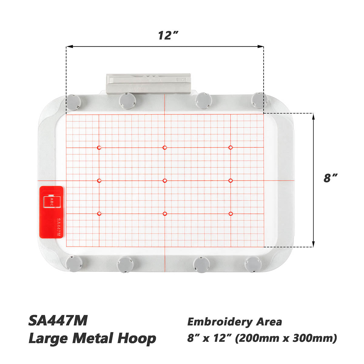 Magnetic Hoop for Babylock Solaris Destiny Ellisimo, Metal Magnet Embroidery Machine Sash Frame (8x12"-SA447M)