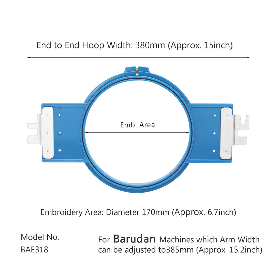 MaggieFrame Tubular Embroidery Hoop 180mm | 7.1" Round for Barudan EFP