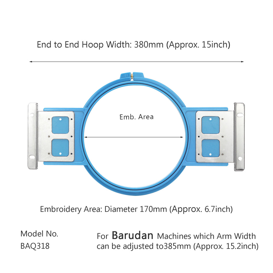 MaggieFrame Tubular Embroidery Hoop 180mm | 7.1" Round for Barudan QS