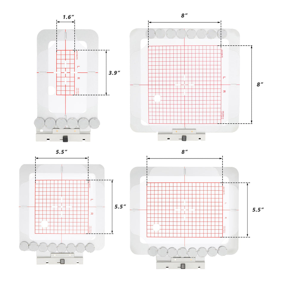 Magnetic Hoop Set for Janome Memory Craft MC500E, MC400E, MC550E, and Elna eXpressive 830, Metal Magnet Embroidery Machine Sash Frames