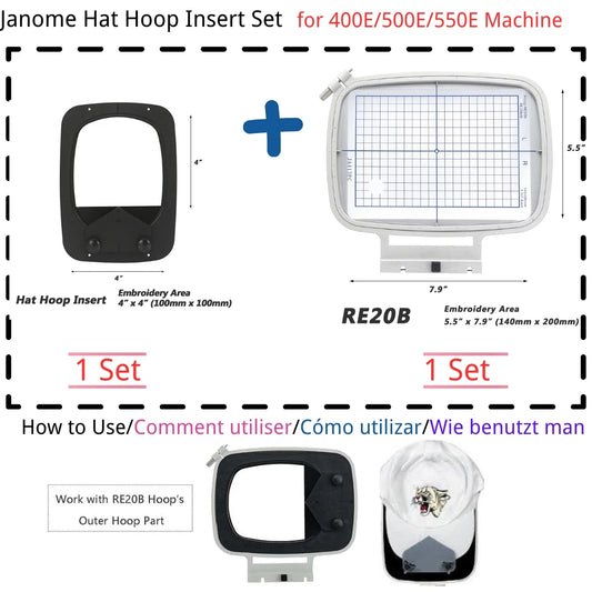 MaggieFrame Embroidery Hat Hoop Cap Frame for Janome Memory Craft MC500E MC350E MC9500 Janome 550E 350E embrodiery machine