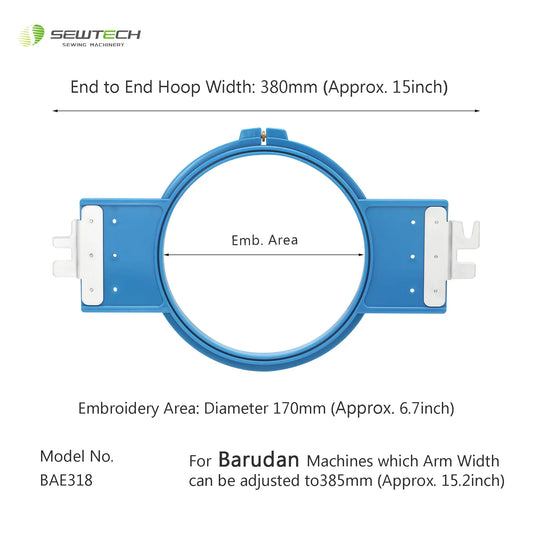MaggieFrame Tubular Embroidery Hoop 180mm | 7.1" Round for Barudan EFP