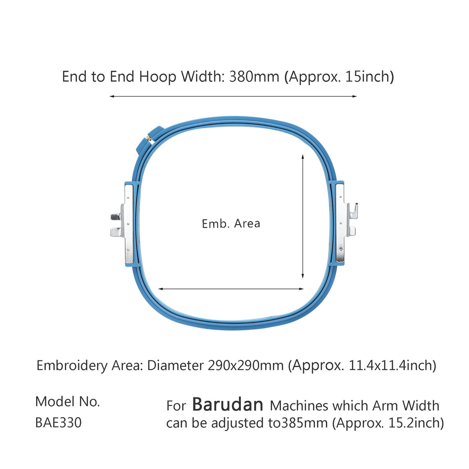 MaggieFrame Tubular Embroidery Hoop 300mm | 11.8" Square for Barudan EFP