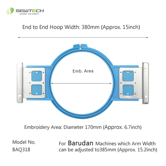 MaggieFrame Tubular Embroidery Hoop 180mm | 7.1" Round for Barudan QS