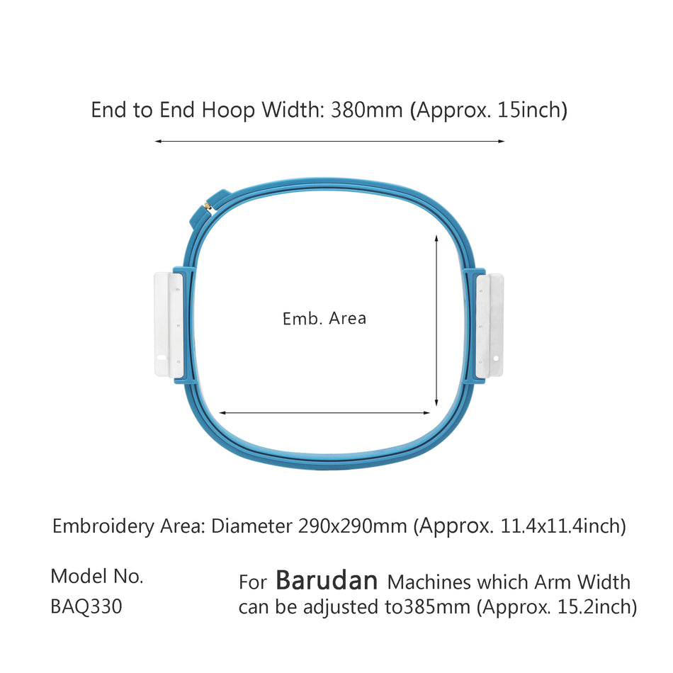 MaggieFrame Tubular Embroidery Hoop 300mm | 11.8" Square for Barudan QS