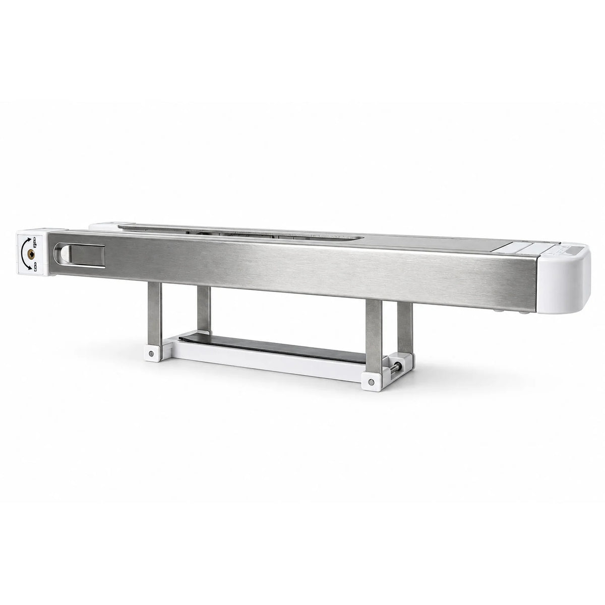 Side view of the Hoopsteady metal support platform and its mounting brackets.