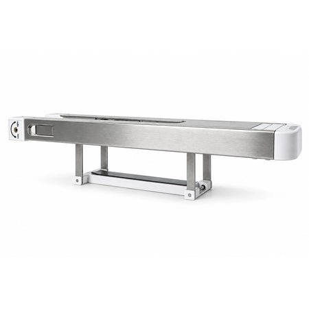 Side view of the Hoopsteady metal support platform and its mounting brackets.