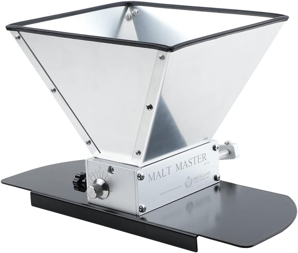 Grain Mill Brewing for Grain Malt Barley, Malt Mill for Homebrew Beer, Grain Crusher Grinder with 7.7LB Hopper 2 Stainless Steel Bearing Rollers and Steel Metal Base, Fit Electric Drill