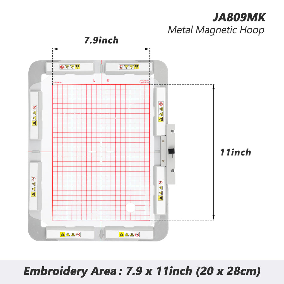 MaggieFrame Embrodiery Metal Magnetic Hoop JA809MK For Janome Memory Elna Expressive 830