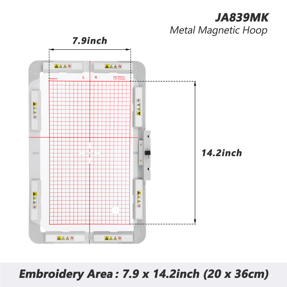 200x360 mm / 7.9x14.2 inch Long-Bar Magnetic Embroidery Hoop for Janome Memory Craft MC550E Embroidery Machine
