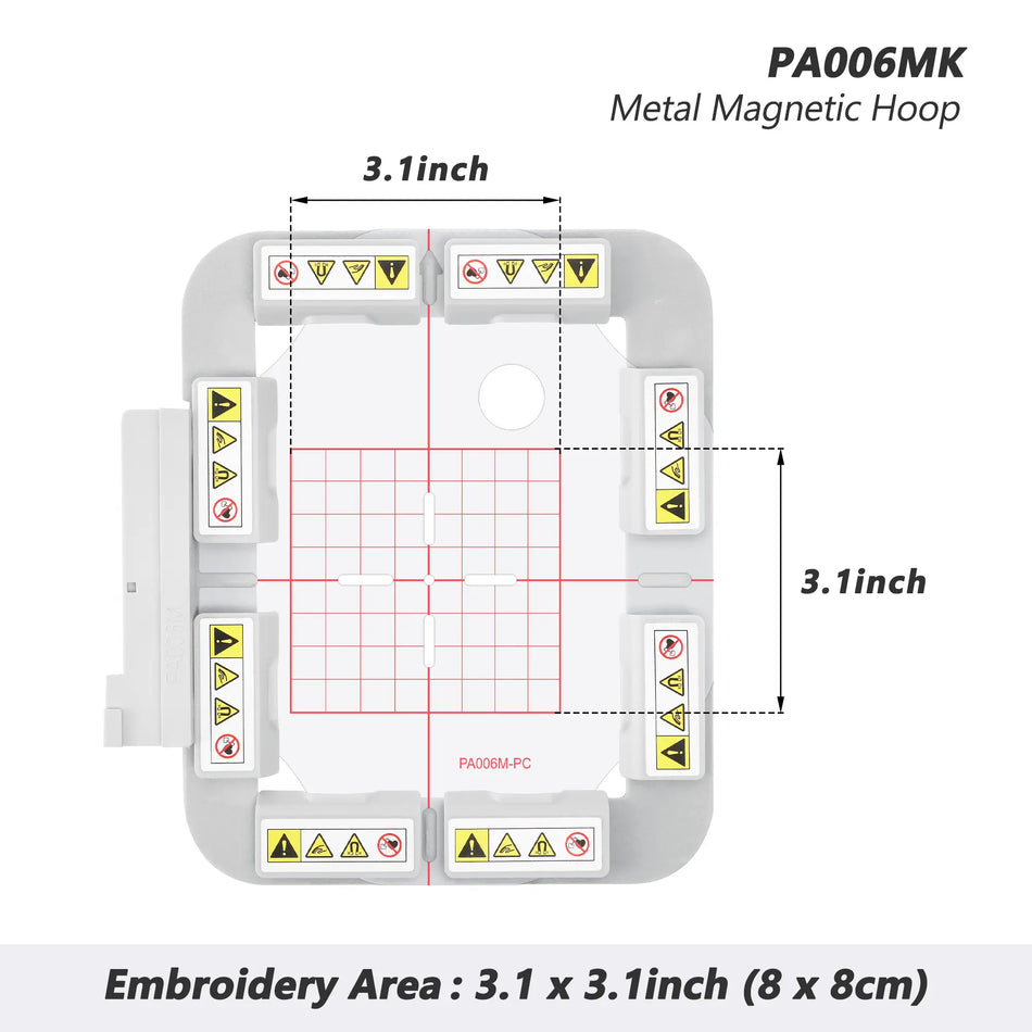 Magnetic Hoop (Long-bar Magnets) for Pfaff Singer em 9305 Creative Sensation Vision Pro II 4.5 4.0 3.0 2.0 1.5 Performance | Metal Magnet Embroidery Machine Sash Frame | 3.15x3.15"