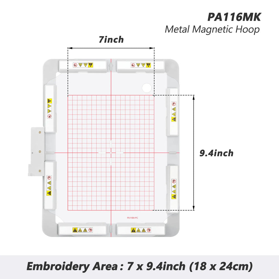 Magnetic Hoop (Long-bar Magnets) for Pfaff Creative Sensation Vision | Metal Magnet Embroidery Machine Sash Frame | 7x9.4"