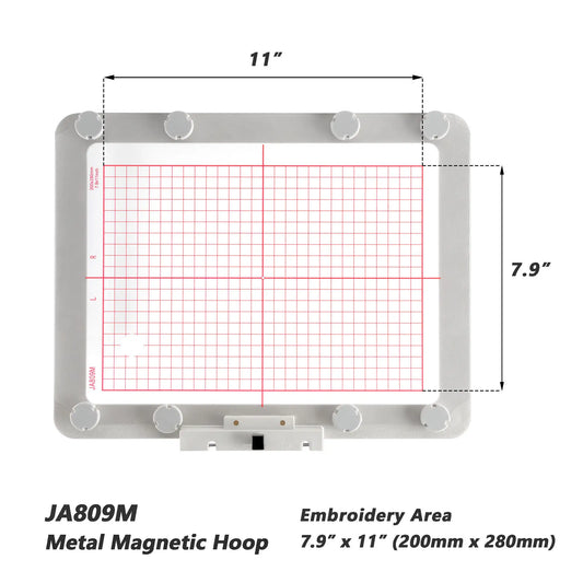MaggieFrame Embrodiery Metal Magnetic Hoop JA809M For Janome Memory Elna Expressive 830