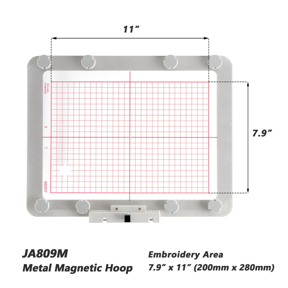 MaggieFrame Embrodiery Metal Magnetic Hoop JA809M For Janome Memory Elna Expressive 830
