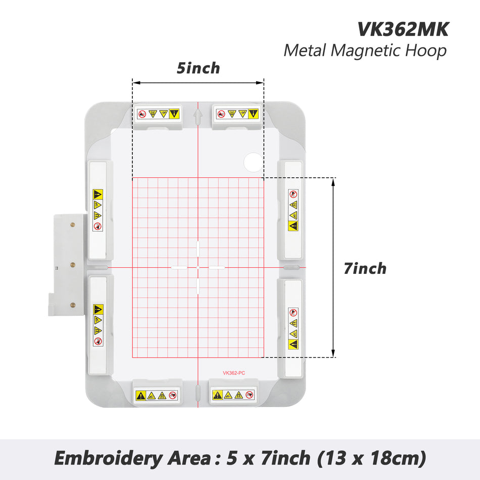 Cadre magnétique pour machine à broder Husqvarna Viking Designer Epic Diamond Deluxe Ruby Royale SAPPHIRE SE Topaz | Cadre magnétique en métal pour machine à broder | 5,1 x 7 pouces