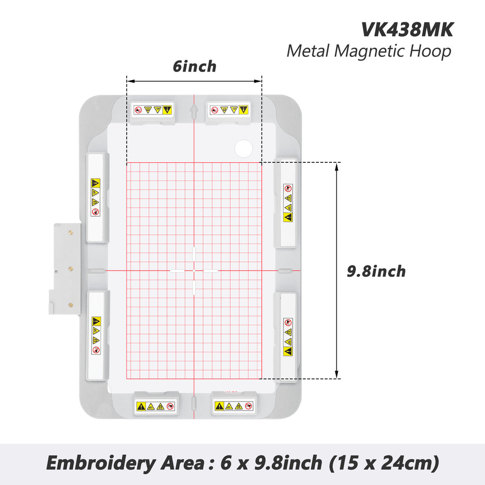 Cadre magnétique pour machine à broder Husqvarna Viking | Cadre magnétique en métal pour machine à broder | 9,4 x 5,9 pouces