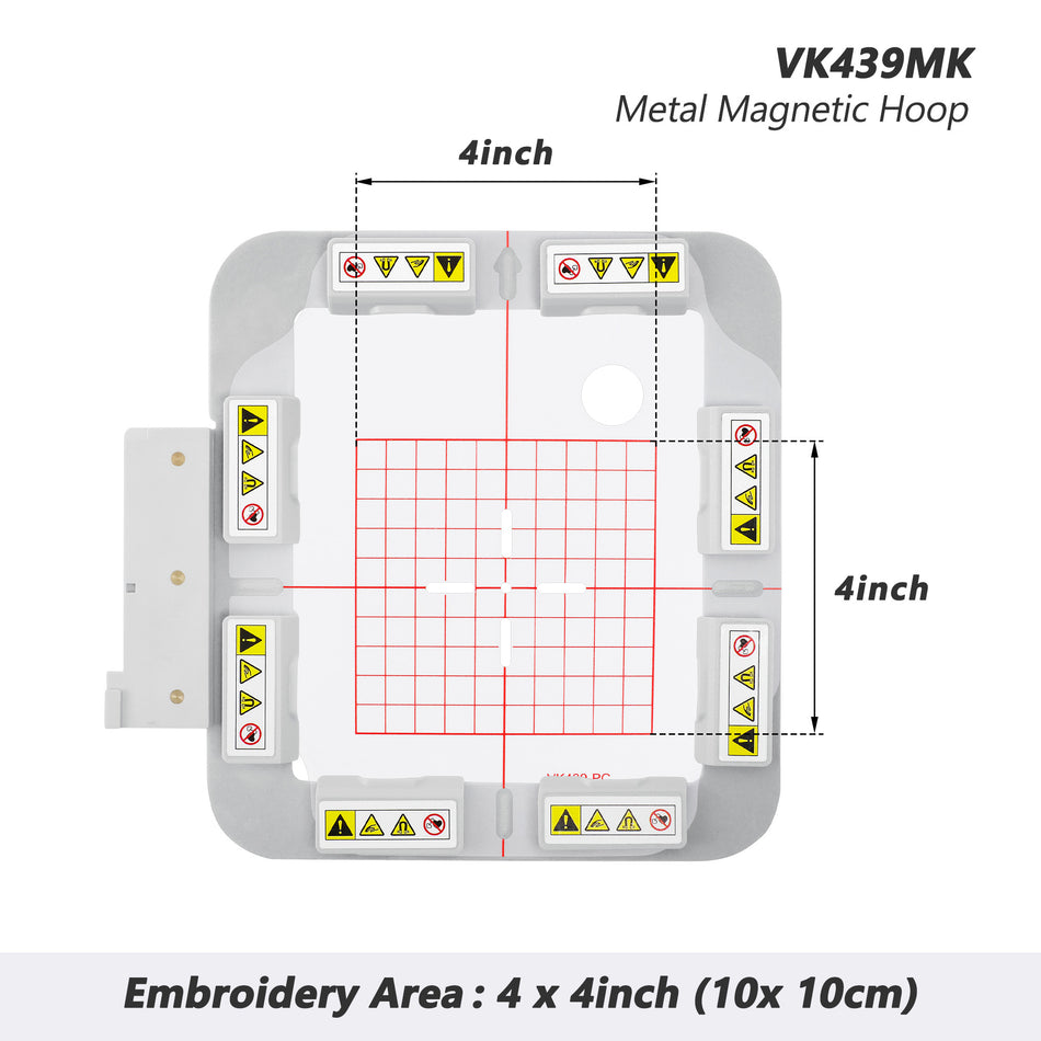 Magnetic hoop for Husqvarna Viking Designer Diamond Deluxe, Ruby Royale, Topaz, SAPPHIRE 85, SE, JADE – Metal Magnet Embroidery Machine Sash Frame, 4x4"